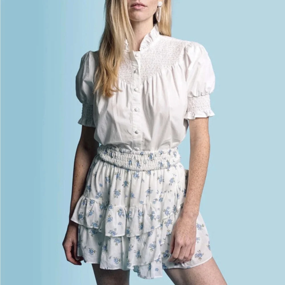 The Shirt By Rochelle Behrens Floral Smocked Mini Skirt